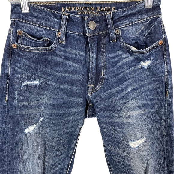 American Eagle Extreme Flex 4 Slim Straight Dark Wash Jeans 26 - Picture 4 of 13